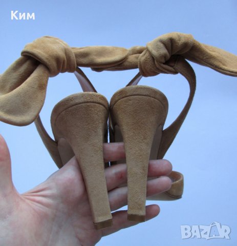 Обувки на висок ток Carven телесен велур н.38, снимка 6 - Дамски обувки на ток - 29562495