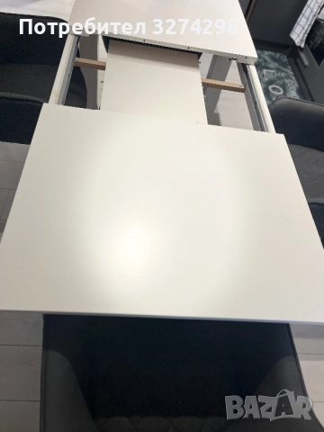 Трапезна разтегателна маса -бял гланц, снимка 4 - Маси - 52720283