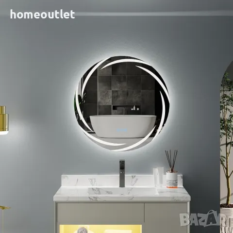 ПРОМОЦИЯ Стенно LED огледало с кръгла форма LUVODI XMR-Y18-928-EU, снимка 2 - Огледала - 49676869