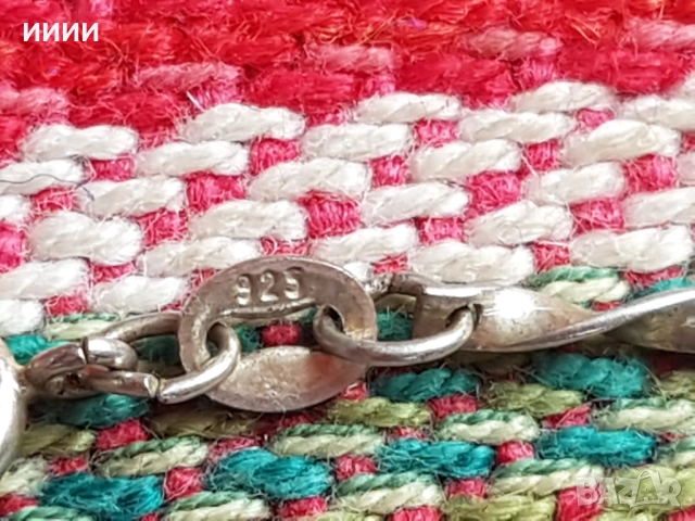 Сребърна гривна верижка с камъчета, снимка 3 - Гривни - 52301827