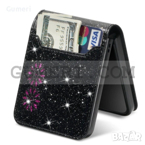 Кожен Кейс "Glitter" за Samsung Galaxy Z Flip3, снимка 3 - Калъфи, кейсове - 53260418