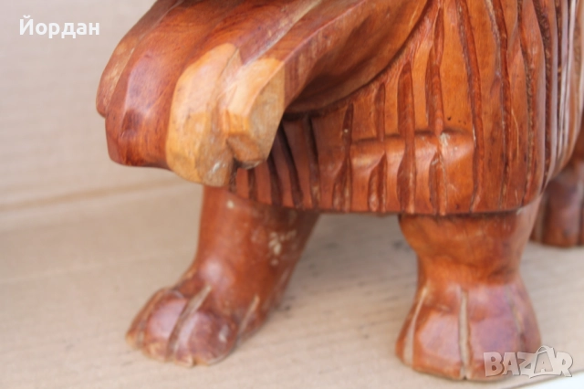 Дървена скулптура на лъв, снимка 3 - Антикварни и старинни предмети - 52392568