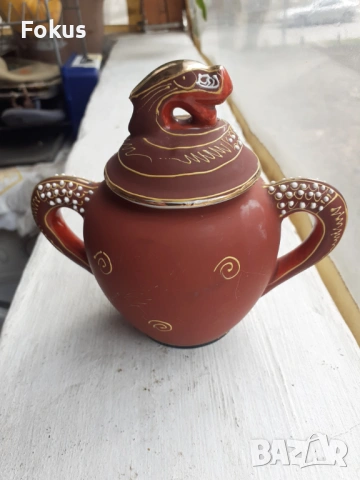 Сатцума Satsuma стара захарница Япония порцелан печат, снимка 3 - Антикварни и старинни предмети - 53340235