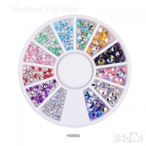 Палитра цветни камъчета за нокти – 12 цвята/Декорация на нокти