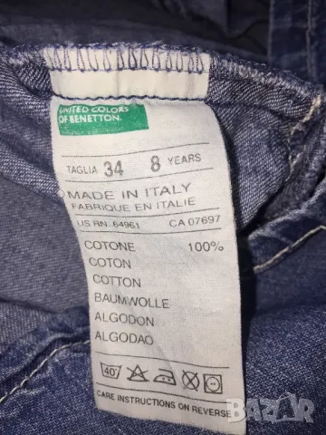 Детска дънкова рокля BENETTON оригинал, size 8г./128см, много запазена, снимка 2 - Детски рокли и поли - 12300505