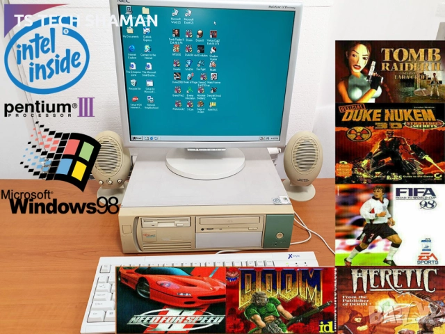 ⭐Продавам рядък ретро компютър FUJITSU SIEMENS с много ретро игри⭐