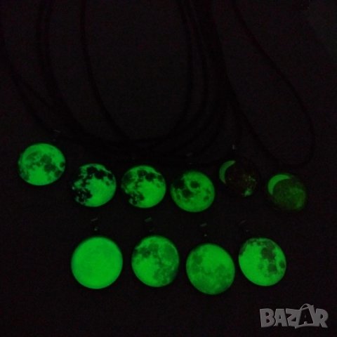🌕🌛 3Д Луминисцентно колие светещо в тъмното в ярко зелено. Тип Луна, снимка 15 - Колиета, медальони, синджири - 22016527