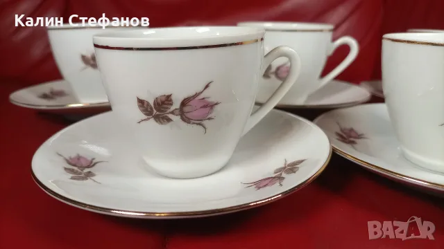 Български порцеланови чашки с чинийките си за кафе по 5 бр, снимка 3 - Чаши - 55852598
