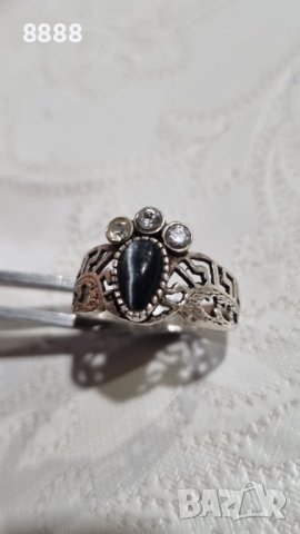 Vintage сребърен пръстен 925 с котешко око , снимка 2 - Пръстени - 44406188