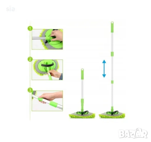 Телескопична четка  за измиване на автомобила, с микрофибърна подложка, 145-247см,, снимка 5 - Аксесоари и консумативи - 44890608