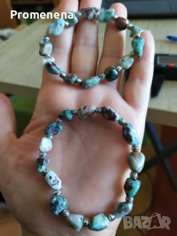 Гривна от естествен Ларимар, снимка 8 - Гривни - 51395206