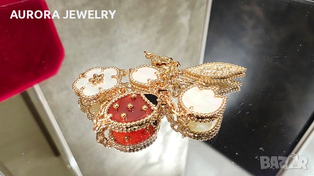 Van Cleef & Arpels VCA Rose Gold 5 Motifs Lucky Spring Дамска Гривна, снимка 8 - Гривни - 53353522