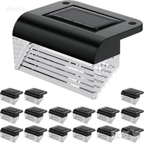 HAMLITE Соларни градински оградни лампи, 3000K Автоматично включване/изключване, 16 броя