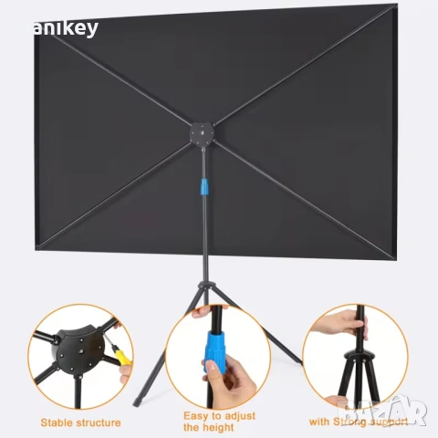 Full HD проектор + 80" Екран за проектор със стойка, снимка 7 - Плейъри, домашно кино, прожектори - 53281111