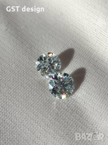 Уникални двойка 2 карата Фенси E Бял Мойсанит Диамант Moissanite Diamond фасет, снимка 1