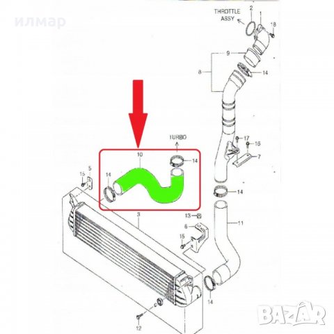 1366179J50 Маркуч за турбо за Сузуки  SX4 1.9 дизел, снимка 3 - Части - 30968074