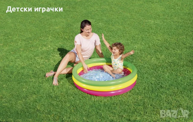 Детски надуваем басейн Bestway, Pool, 102 х 25 см, 3 пръстена, с меко дъно