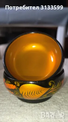 Две дървени декоративни купички, изработени в характерния стил на Хохлома, снимка 3 - Декорация за дома - 49845594