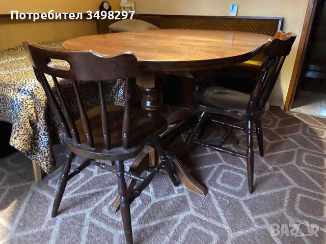 Разтегателна маса масив с 4 бр. столове и кухненски ъгъл, снимка 4 - Маси - 38062476