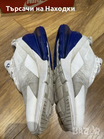 €160  Мъжки маратонки Nike Air Max 270 (Бяло/Синьо) Размер EU 46 UK 11 ползвани, снимка 5 - Маратонки - 52461745