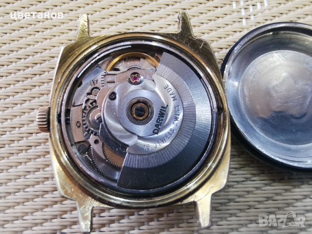 позлатен DARWIL AUTOMATIC, снимка 3 - Антикварни и старинни предмети - 36480960