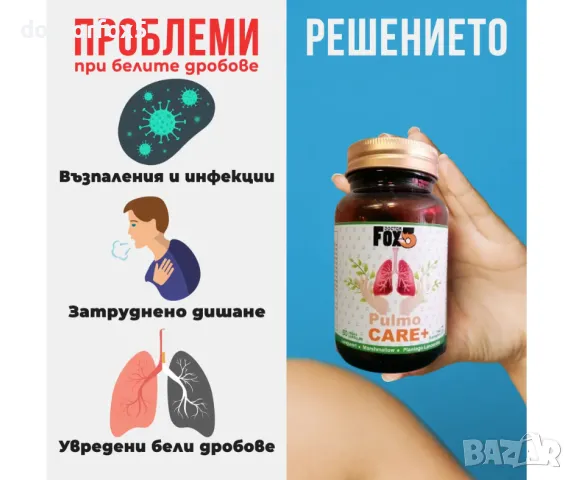 Pulmo Care+ от Doctor Fox5: Дихай свободно, Живи пълноценно!🌿 Здрави Бели Дробове, снимка 2 - Хранителни добавки - 49761265