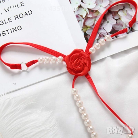 Стимулиращи еротични прашки с роза и перлени топчета - Код:1320, снимка 7 - Бельо - 51988619