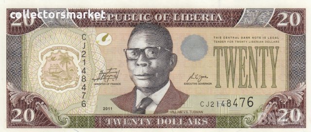 20 долара 2011, Либерия, снимка 1 - Нумизматика и бонистика - 35650873