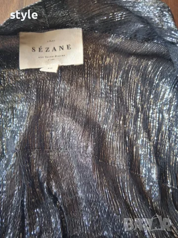 Sezane     Abelia Blouse Metallic Silver , снимка 7 - Ризи - 50434959