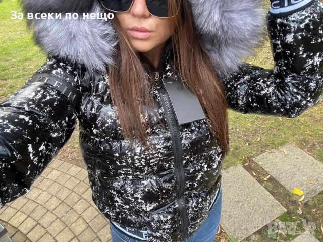 Philipp Plein Дамско Черно Зимно Яке С Естествен Пух На Качулката Филип Плейн Код W.S.O.1, снимка 2 - Якета - 52568702