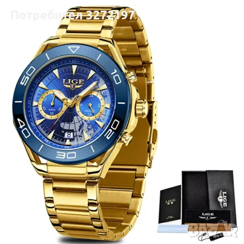 2024 LIGE Relogio Masculino,кварцов часовник, дата, водоустойчив,каишка неръждаема стомана