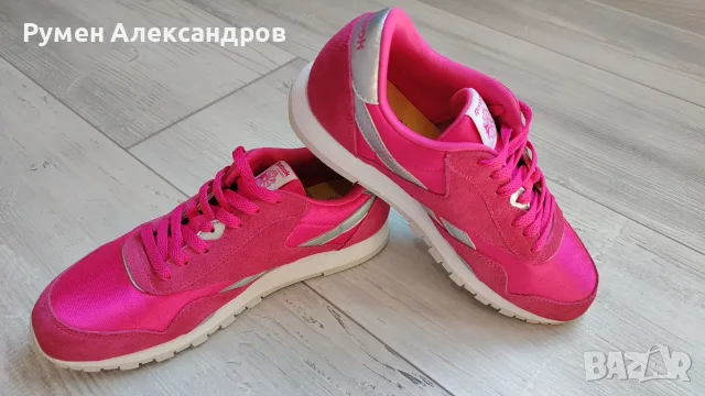 Дамски розови велурени маратонки REEBOK CL NYLON EUR38, снимка 8 - Маратонки - 55825262