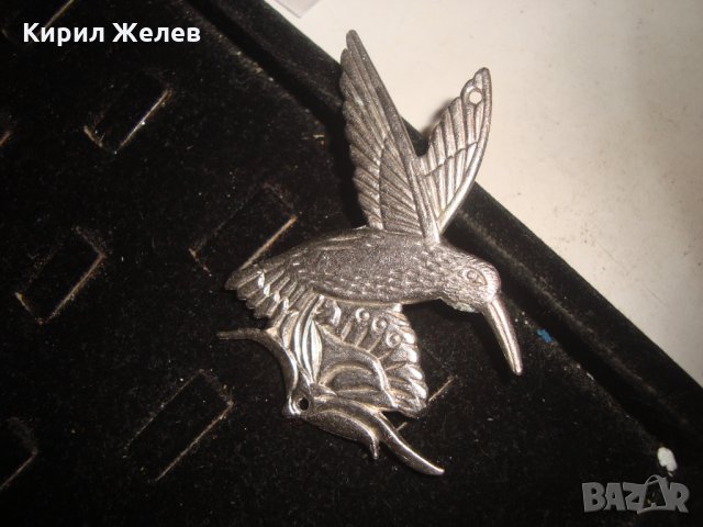 АРТ ВИСУЛКА ПТИЦА КОЛИБРИ МНОГО ЕФЕКТНА и КРАСИВА СРЕБРИСТА 2981, снимка 3 - Колиета, медальони, синджири - 31283204