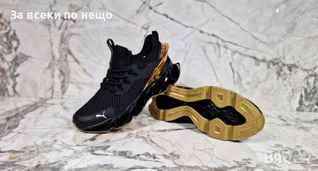 Puma Мъжки Черни Маратонки Със Златист Акцент🔝Мъжки Спортни Обувки Пума Код P759, снимка 8 - Маратонки - 50685956