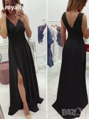 Черна дълга официална рокля