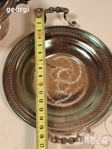 ретро посребрена захарница с поднос   7/2, снимка 10 - Аксесоари за кухня - 49775319