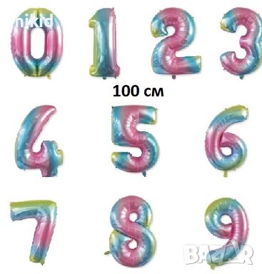 100 см 0-9 преливащ цвят срецифра число години балон Рожден ден фолио фолиев фолиева за юбилей, снимка 1 - Други - 38086582