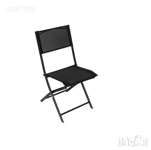 Сгъваем градински стол, Метал, Черен 