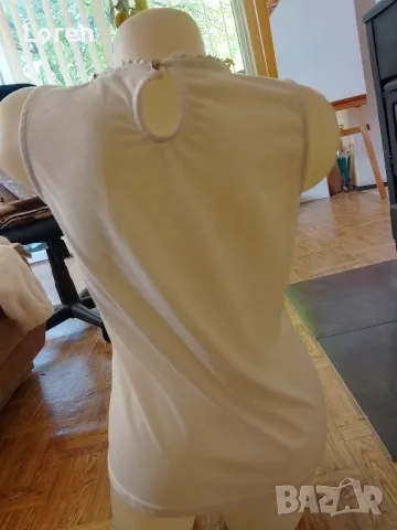 Бяла блузка с дантела отгоре, снимка 5 - Тениски - 50045565