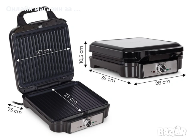 Уред за сандвичи 3в1 KADEN, 1200W, грил, тостер, черен, 28x35x10,5см, снимка 11 - Тостери - 53380209
