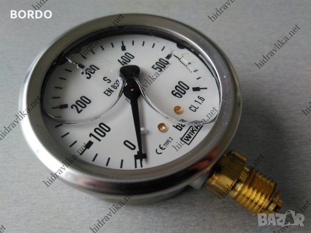 Манометър с глицерин WIKA - Ф63/0-600 bar (радиален), снимка 2 - Резервни части за машини - 30739903