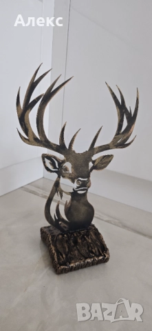 Метално еленче на дървена основа–31см/ 20см, снимка 4 - Ловно оръжие - 52160401