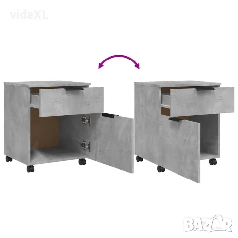 vidaXL Мобилен архивен шкаф с Бетонно сиво 45x38x54 см инженерно дърво, снимка 6 - Скринове - 56147921