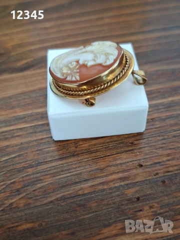 Старинна златна брошка/медальон с камея, снимка 2 - Колиета, медальони, синджири - 54074246