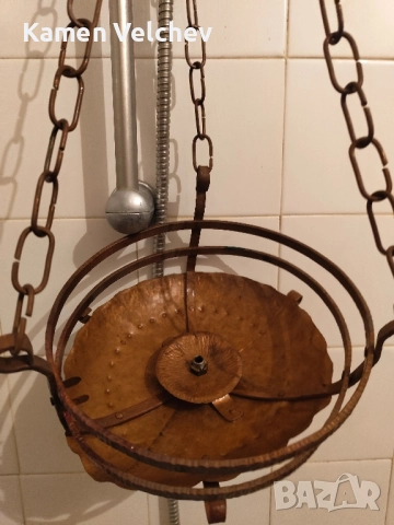 Стар полилей от кована мед..., снимка 4 - Антикварни и старинни предмети - 52439027