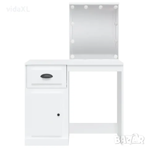 vidaXL Тоалетка с LED лампи, бяла, 90x42x132,5 см, снимка 5 - Тоалетки - 56148155