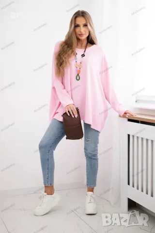 Oversize дамска блуза с колие, 8цвята , снимка 7 - Блузи с дълъг ръкав и пуловери - 48831218
