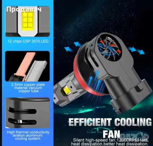 H8 H9 H11 led 6500 k. комплект, снимка 4 - Аксесоари и консумативи - 49449206