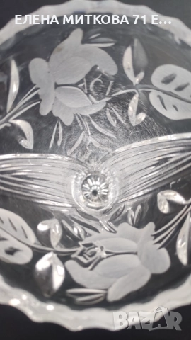Кристална ваза с матирани цветя, снимка 3 - Вази - 52819110
