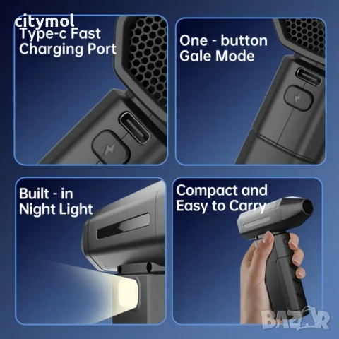 Въздушен вентилатор, Mini Turbo, високоскоростен преносим вентилатор, с безчетков мотор, 100000 RPM,, снимка 8 - Вентилатори - 52067968